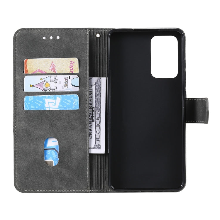 For Samsung Galaxy A72 5G / 4G Three-color Stitching Calf Texture Horizontal Flip Leather Case with Holder & Card Slots & Wallet