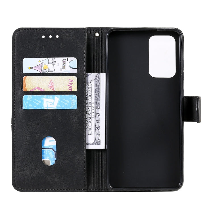 For Samsung Galaxy A72 5G / 4G Three-color Stitching Calf Texture Horizontal Flip Leather Case with Holder & Card Slots & Wallet