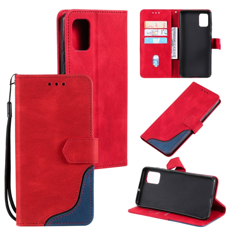 For Samsung Galaxy A82 5G / 4G Three-color Stitching Calf Texture Horizontal Flip Leather Case with Holder & Card Slots & Wallet