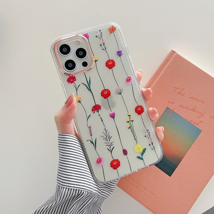 For iPhone 12 Pro Max Flowers Pattern Dual-side Laminating Soft TPU Protective Case