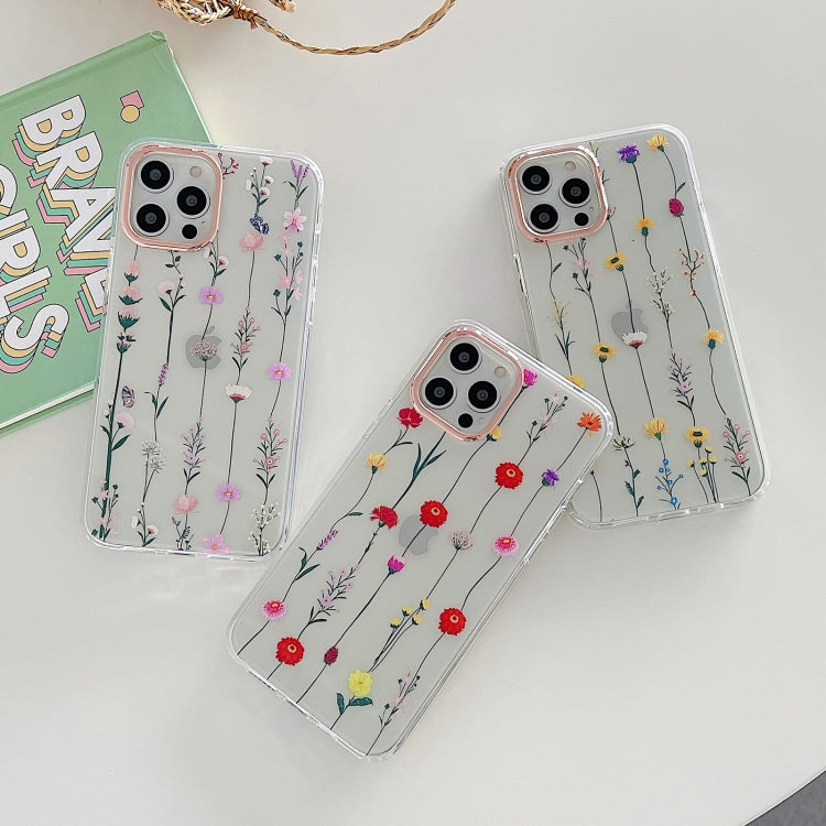 For iPhone 12 Pro Max Flowers Pattern Dual-side Laminating Soft TPU Protective Case