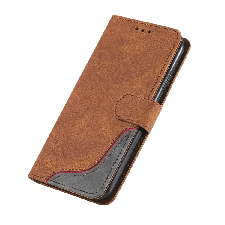 For iPhone XR Three-color Stitching Calf Texture Horizontal Flip Leather Case with Holder & Card Slots & Wallet