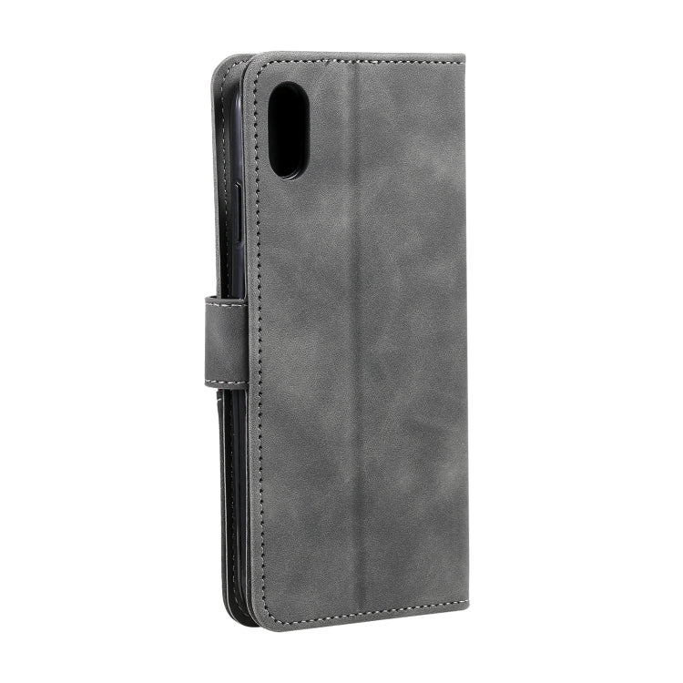 For iPhone XR Three-color Stitching Calf Texture Horizontal Flip Leather Case with Holder & Card Slots & Wallet