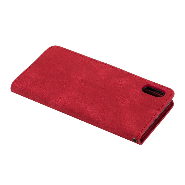 For iPhone XR Three-color Stitching Calf Texture Horizontal Flip Leather Case with Holder & Card Slots & Wallet