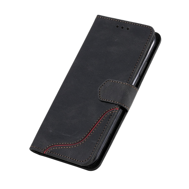 For iPhone XS Max Three-color Stitching Calf Texture Horizontal Flip Leather Case with Holder & Card Slots & Wallet