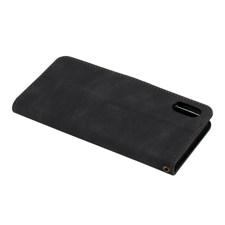 For iPhone XS Max Three-color Stitching Calf Texture Horizontal Flip Leather Case with Holder & Card Slots & Wallet