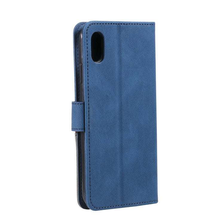 For iPhone XS Max Three-color Stitching Calf Texture Horizontal Flip Leather Case with Holder & Card Slots & Wallet