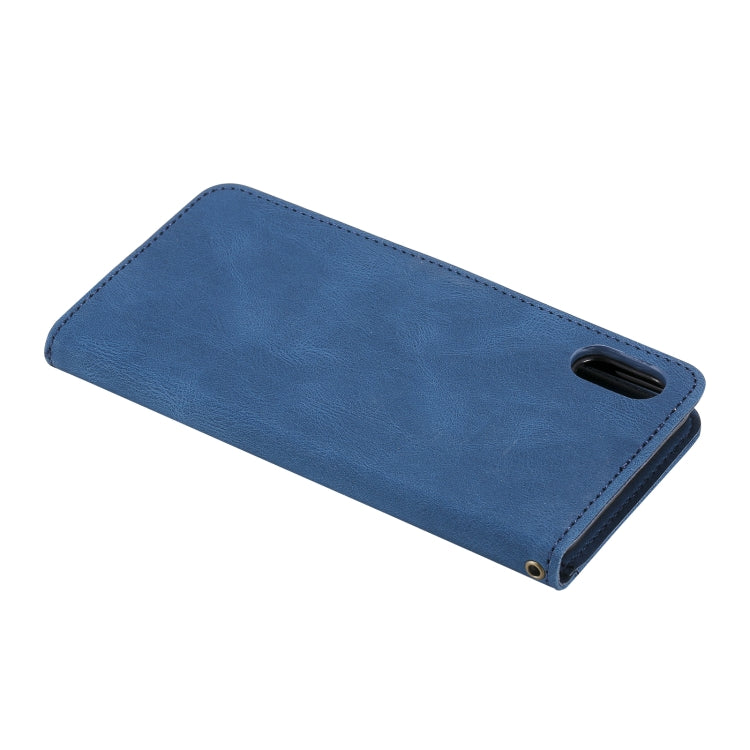 For iPhone XS Max Three-color Stitching Calf Texture Horizontal Flip Leather Case with Holder & Card Slots & Wallet
