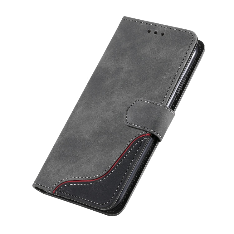 For iPhone XS Max Three-color Stitching Calf Texture Horizontal Flip Leather Case with Holder & Card Slots & Wallet