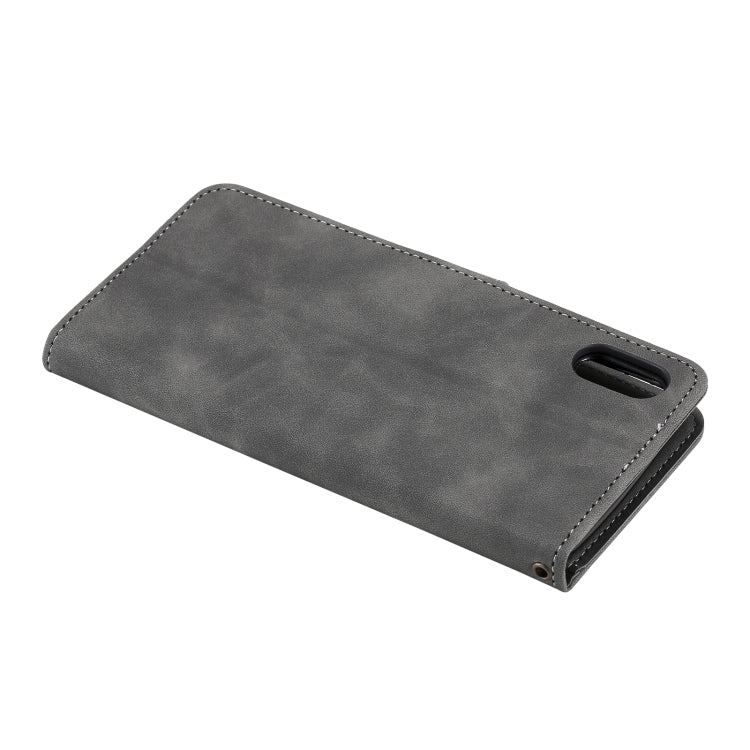 For iPhone XS Max Three-color Stitching Calf Texture Horizontal Flip Leather Case with Holder & Card Slots & Wallet