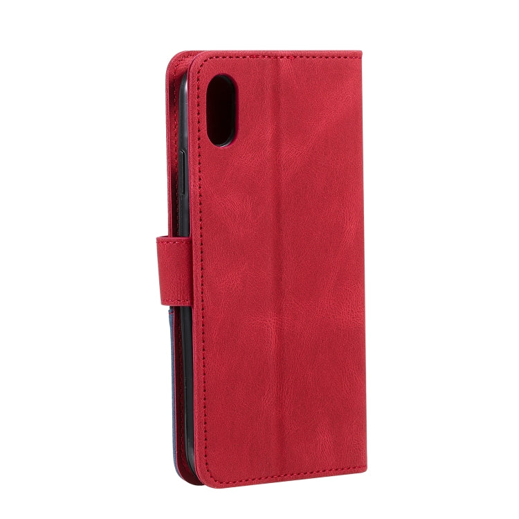 For iPhone XS Max Three-color Stitching Calf Texture Horizontal Flip Leather Case with Holder & Card Slots & Wallet