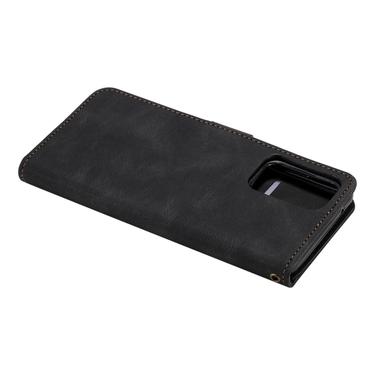 For Xiaomi Redmi K40 Three-color Stitching Calf Texture Horizontal Flip Leather Case with Holder & Card Slots & Wallet