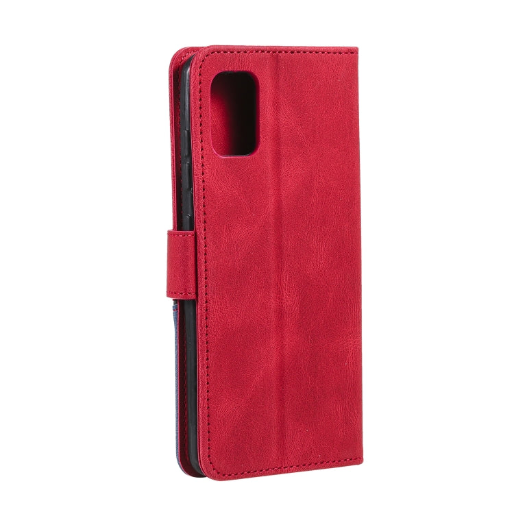 For Xiaomi Redmi Note 10 4G Three-color Stitching Calf Texture Horizontal Flip Leather Case with Holder & Card Slots & Wallet