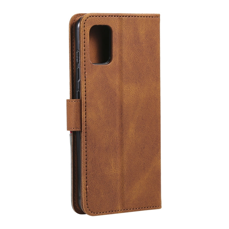 For Xiaomi Poco M3 Three-color Stitching Calf Texture Horizontal Flip Leather Case with Holder & Card Slots & Wallet