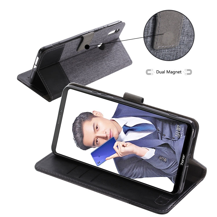 For Huawei Honor Note 10 MUXMA MX102 Horizontal Flip Canvas Leather Case with Stand & Card Slot & Wallet Function