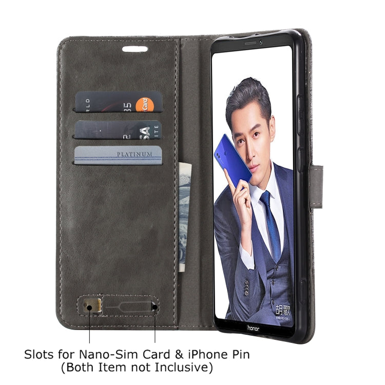 For Huawei Honor Note 10 MUXMA MX102 Horizontal Flip Canvas Leather Case with Stand & Card Slot & Wallet Function