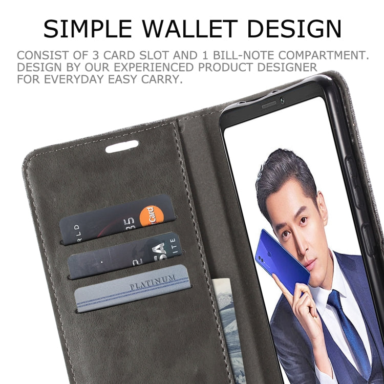 For Huawei Honor Note 10 MUXMA MX102 Horizontal Flip Canvas Leather Case with Stand & Card Slot & Wallet Function