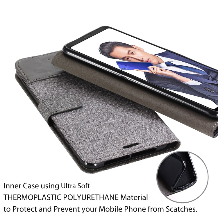 For Huawei Honor Note 10 MUXMA MX102 Horizontal Flip Canvas Leather Case with Stand & Card Slot & Wallet Function