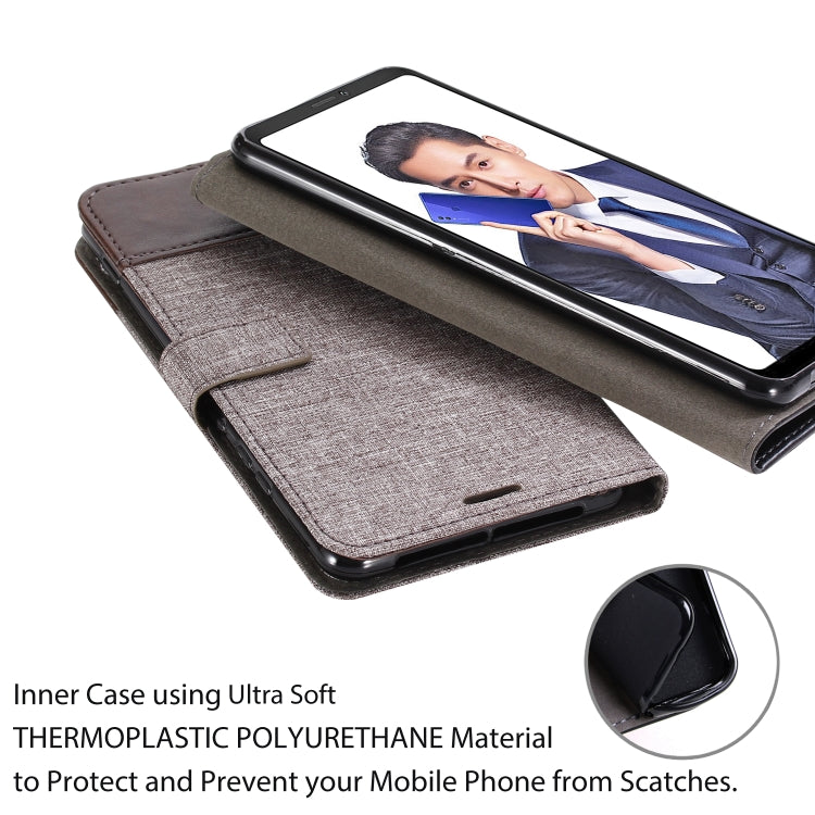 For Huawei Honor Note 10 MUXMA MX102 Horizontal Flip Canvas Leather Case with Stand & Card Slot & Wallet Function