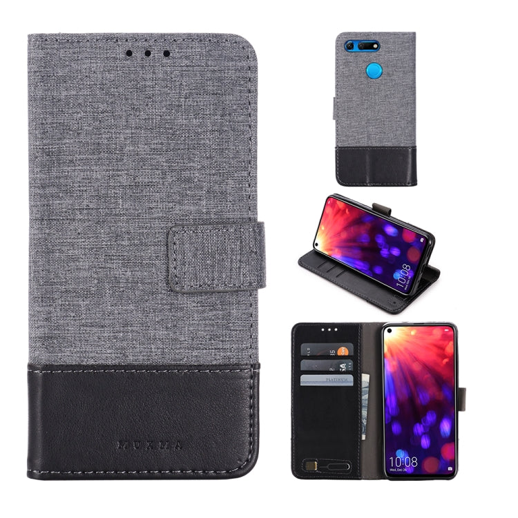 For Huawei Honor V20 MUXMA MX102 Horizontal Flip Canvas Leather Case with Stand & Card Slot & Wallet Function