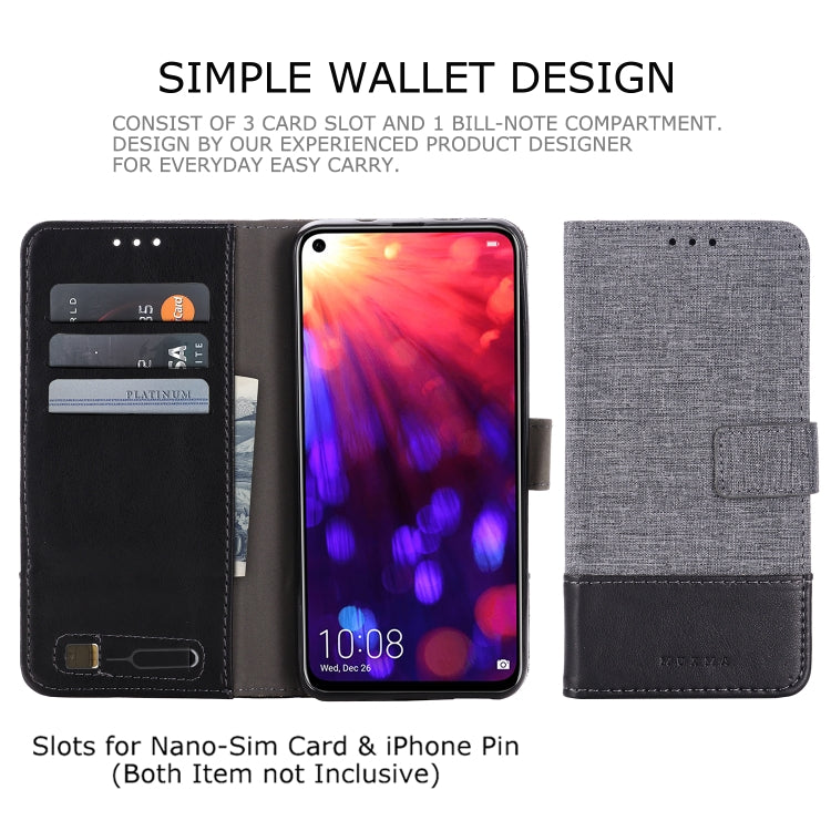 For Huawei Honor V20 MUXMA MX102 Horizontal Flip Canvas Leather Case with Stand & Card Slot & Wallet Function