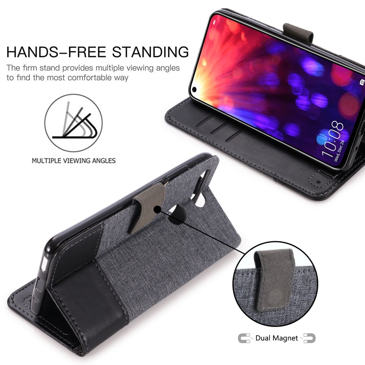 For Huawei Honor V20 MUXMA MX102 Horizontal Flip Canvas Leather Case with Stand & Card Slot & Wallet Function