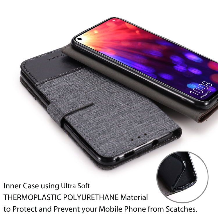 For Huawei Honor V20 MUXMA MX102 Horizontal Flip Canvas Leather Case with Stand & Card Slot & Wallet Function