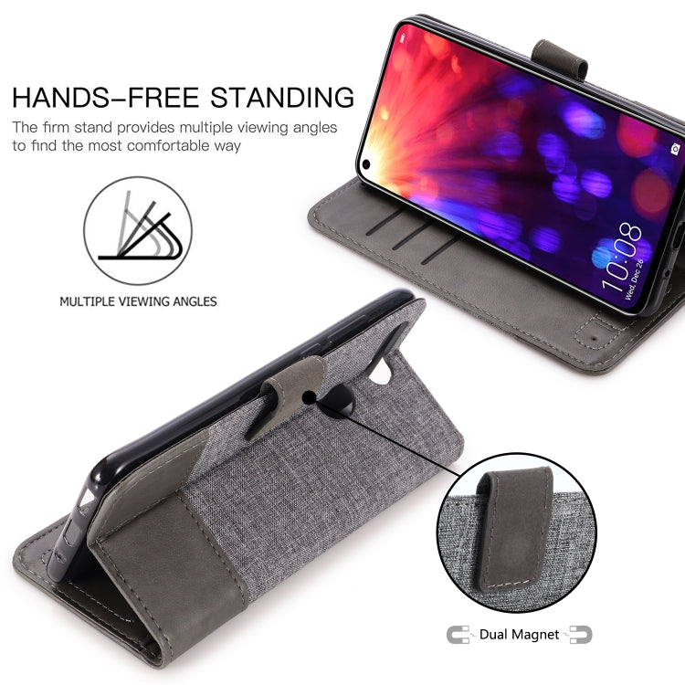 For Huawei Honor V20 MUXMA MX102 Horizontal Flip Canvas Leather Case with Stand & Card Slot & Wallet Function
