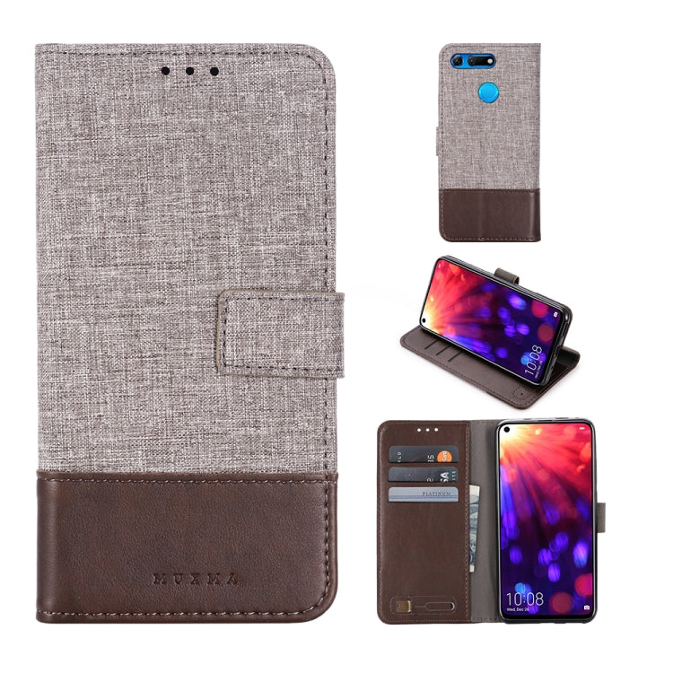 For Huawei Honor V20 MUXMA MX102 Horizontal Flip Canvas Leather Case with Stand & Card Slot & Wallet Function