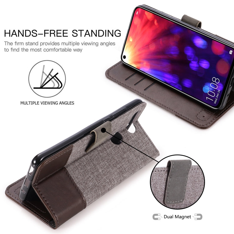 For Huawei Honor V20 MUXMA MX102 Horizontal Flip Canvas Leather Case with Stand & Card Slot & Wallet Function
