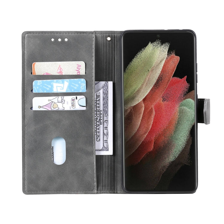 For Samsung Galaxy S21 Ultra 5G Three-color Stitching Calf Texture Horizontal Flip Leather Case with Holder & Card Slots & Wallet