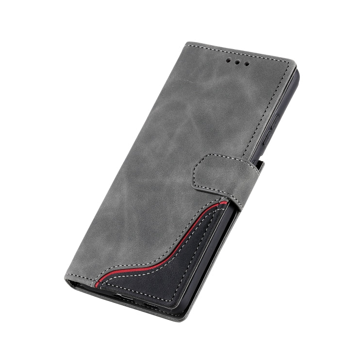 For Samsung Galaxy S21 Ultra 5G Three-color Stitching Calf Texture Horizontal Flip Leather Case with Holder & Card Slots & Wallet