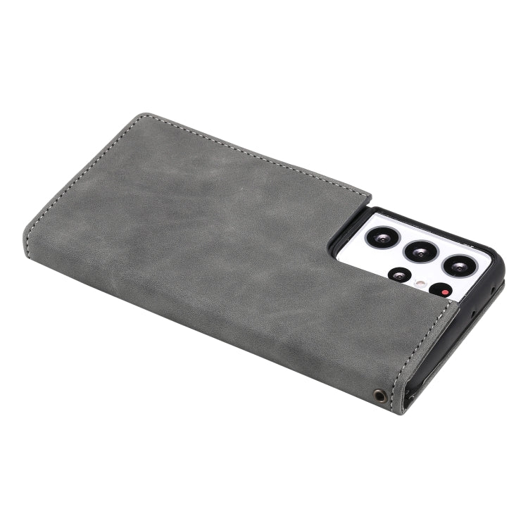 For Samsung Galaxy S21 Ultra 5G Three-color Stitching Calf Texture Horizontal Flip Leather Case with Holder & Card Slots & Wallet