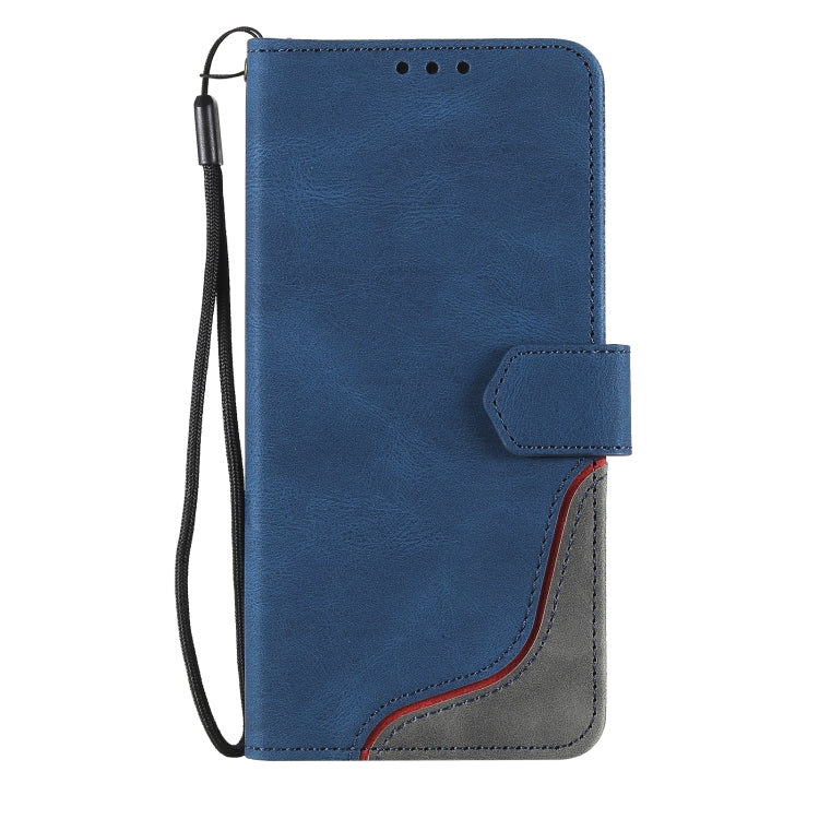 For Samsung Galaxy S21 FE Three-color Stitching Calf Texture Horizontal Flip Leather Case with Holder & Card Slots & Wallet