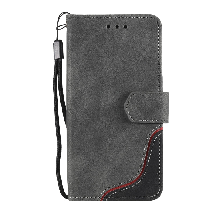 For Samsung Galaxy Note20 Three-color Stitching Calf Texture Horizontal Flip Leather Case with Holder & Card Slots & Wallet