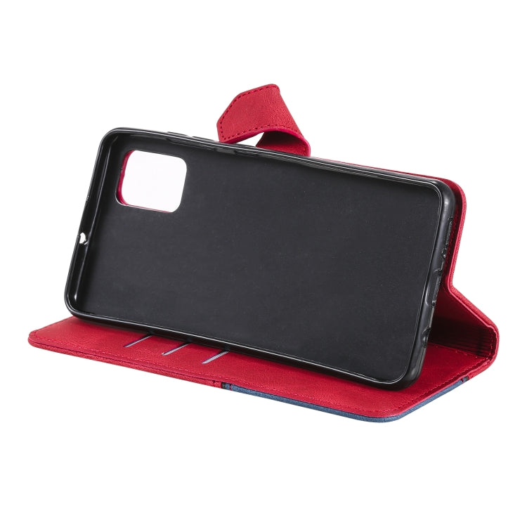 For Samsung Galaxy Note20 Three-color Stitching Calf Texture Horizontal Flip Leather Case with Holder & Card Slots & Wallet