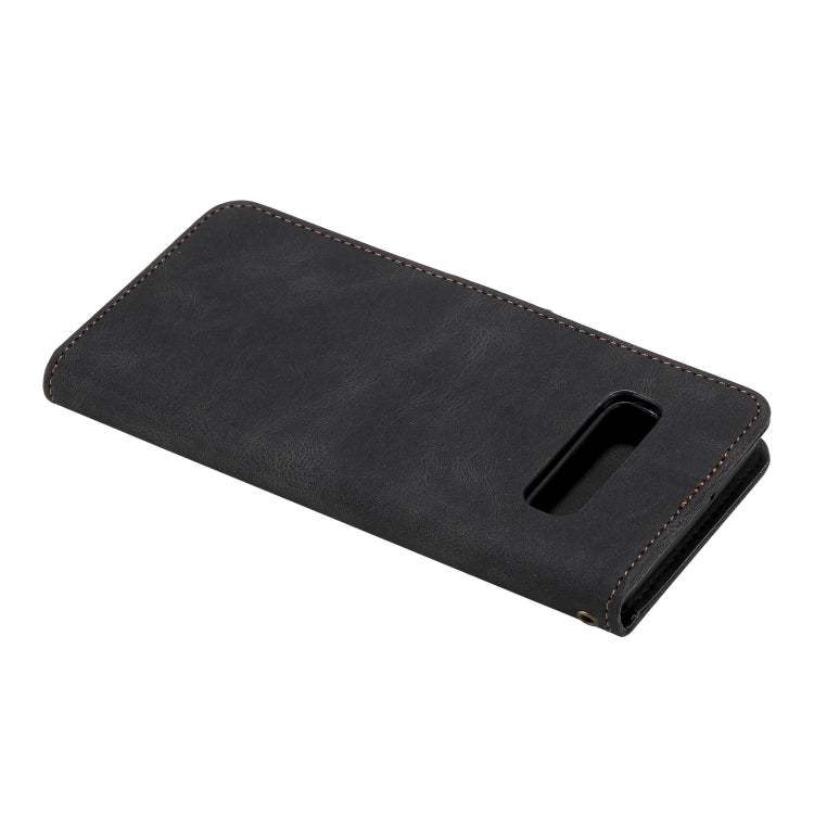 For Samsung Galaxy S10 Three-color Stitching Calf Texture Horizontal Flip Leather Case with Holder & Card Slots & Wallet