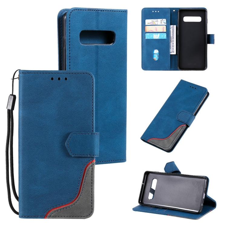 For Samsung Galaxy S10 Three-color Stitching Calf Texture Horizontal Flip Leather Case with Holder & Card Slots & Wallet