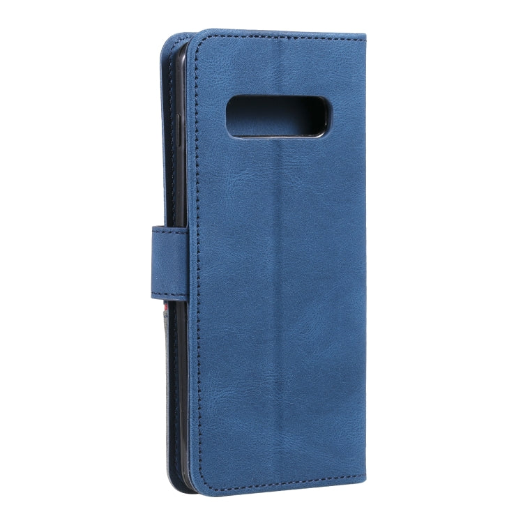 For Samsung Galaxy S10 Three-color Stitching Calf Texture Horizontal Flip Leather Case with Holder & Card Slots & Wallet