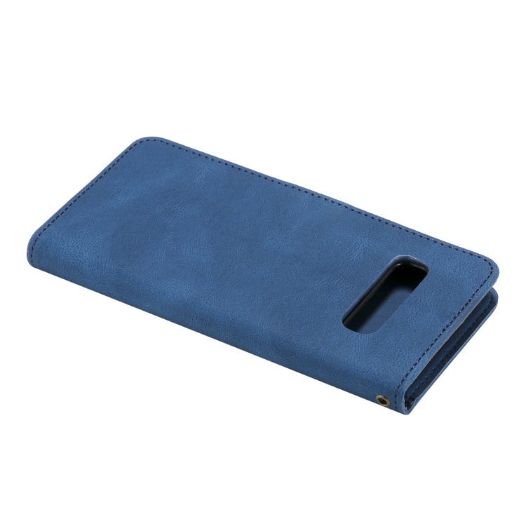 For Samsung Galaxy S10 Three-color Stitching Calf Texture Horizontal Flip Leather Case with Holder & Card Slots & Wallet