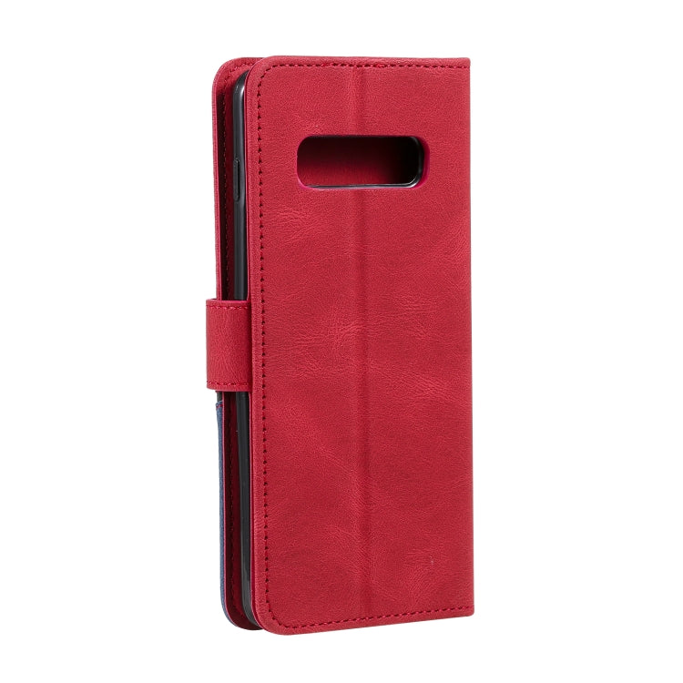 For Samsung Galaxy S10 Three-color Stitching Calf Texture Horizontal Flip Leather Case with Holder & Card Slots & Wallet