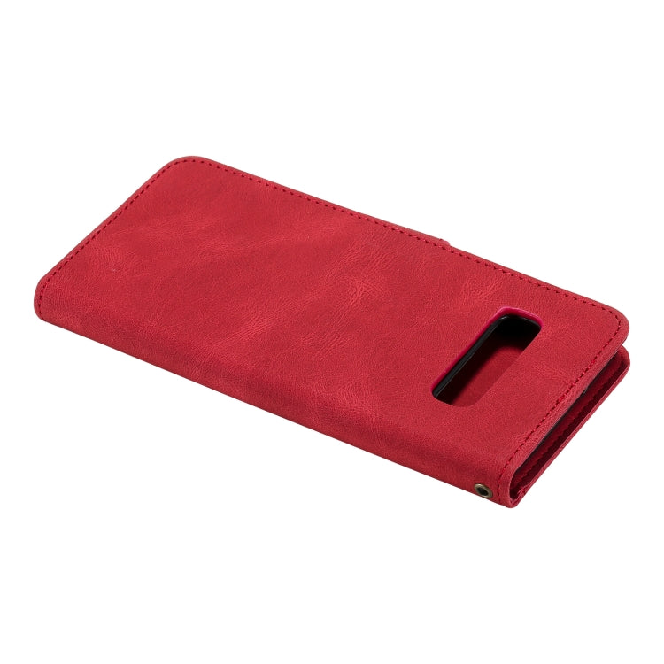 For Samsung Galaxy S10 Three-color Stitching Calf Texture Horizontal Flip Leather Case with Holder & Card Slots & Wallet