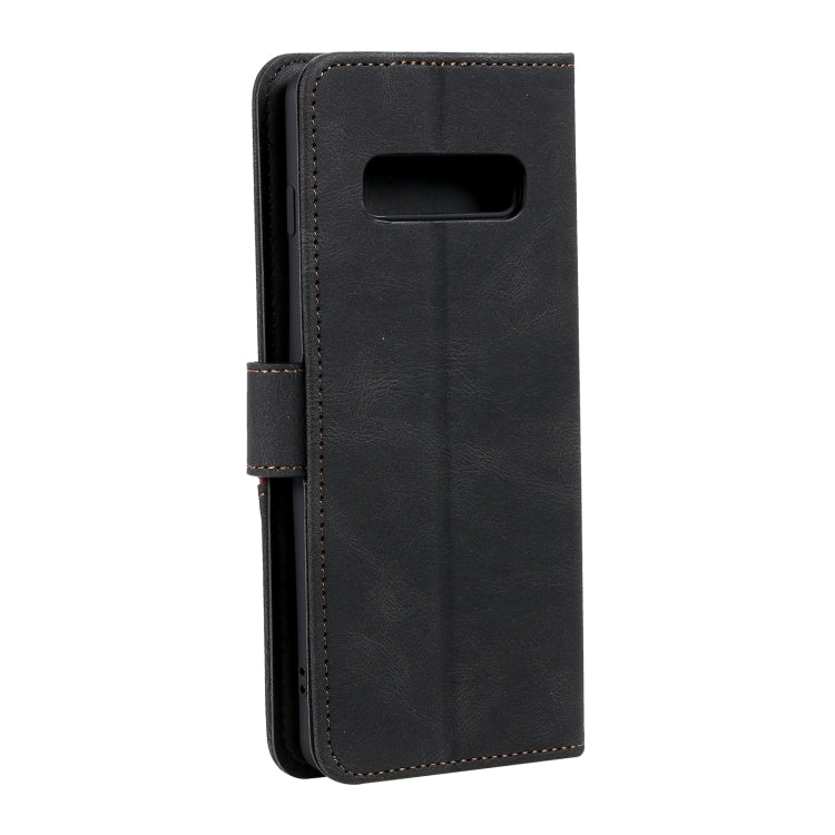 For Samsung Galaxy S10 Plus Three-color Stitching Calf Texture Horizontal Flip Leather Case with Holder & Card Slots & Wallet