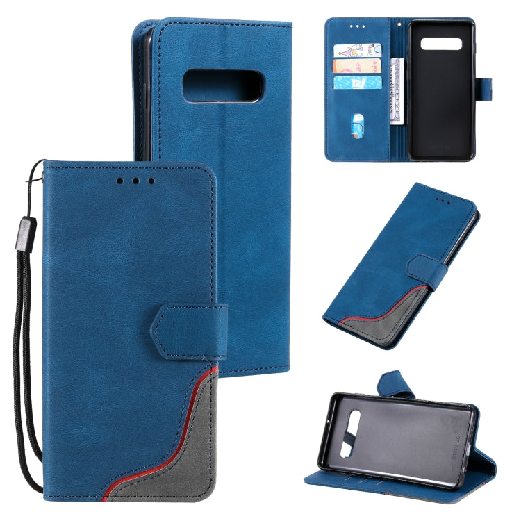For Samsung Galaxy S10 Plus Three-color Stitching Calf Texture Horizontal Flip Leather Case with Holder & Card Slots & Wallet