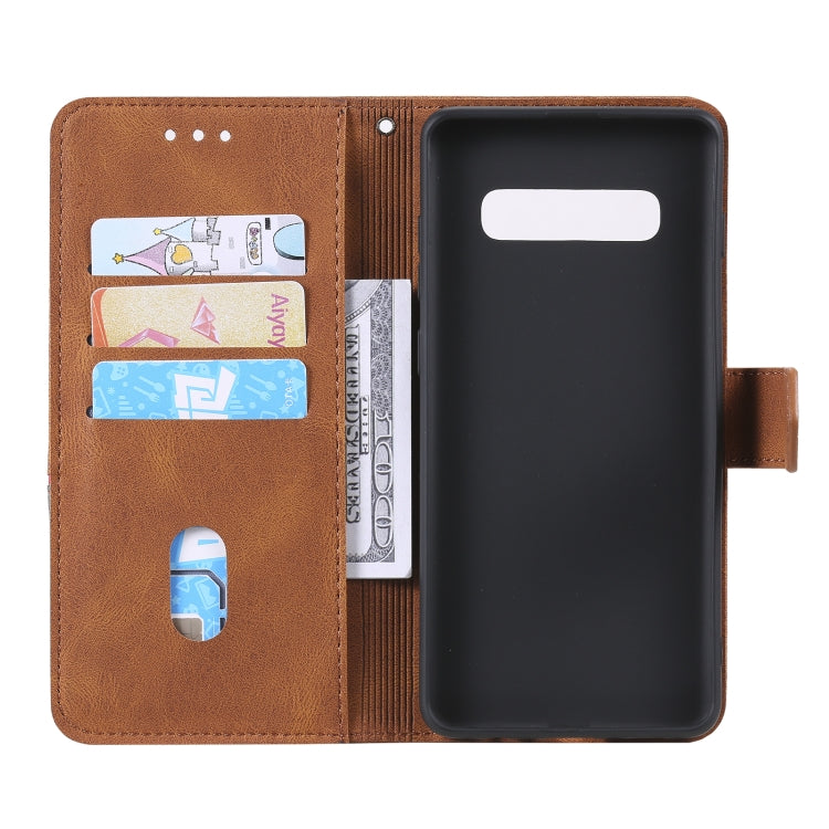 For Samsung Galaxy S10 Plus Three-color Stitching Calf Texture Horizontal Flip Leather Case with Holder & Card Slots & Wallet