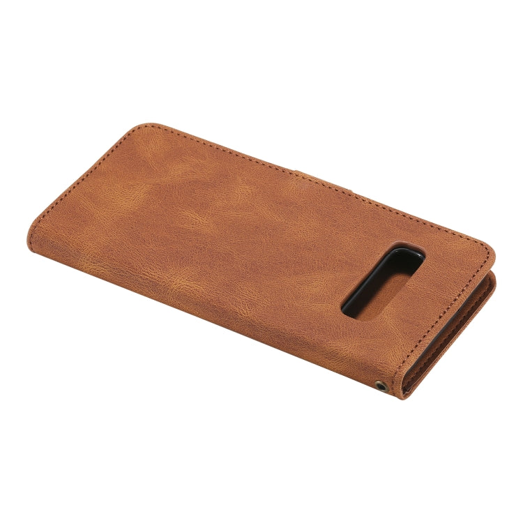 For Samsung Galaxy S10 Plus Three-color Stitching Calf Texture Horizontal Flip Leather Case with Holder & Card Slots & Wallet