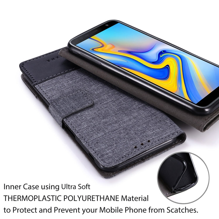 For Galaxy J6 Plus MUXMA MX102 Horizontal Flip Canvas Leather Case with Stand & Card Slot & Wallet Function