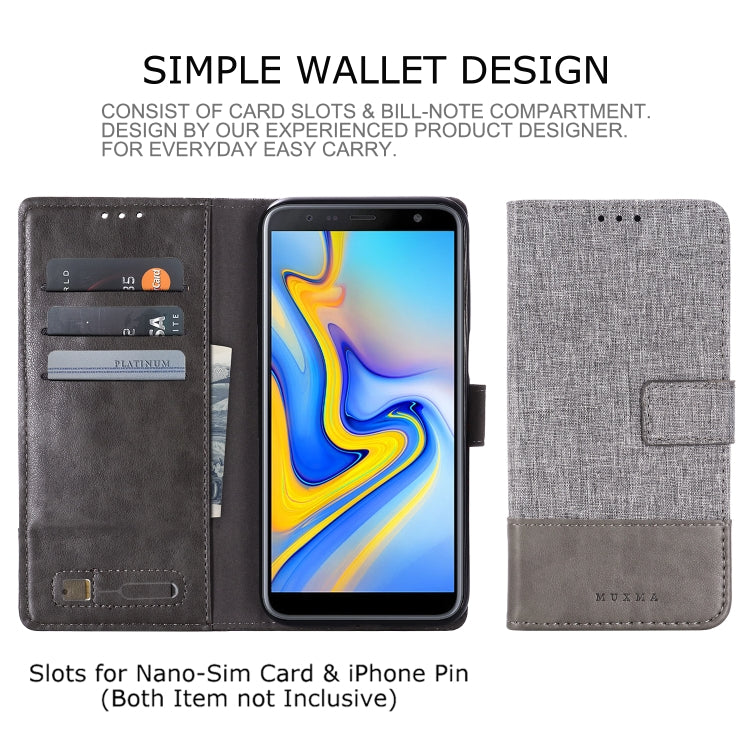 For Galaxy J6 Plus MUXMA MX102 Horizontal Flip Canvas Leather Case with Stand & Card Slot & Wallet Function