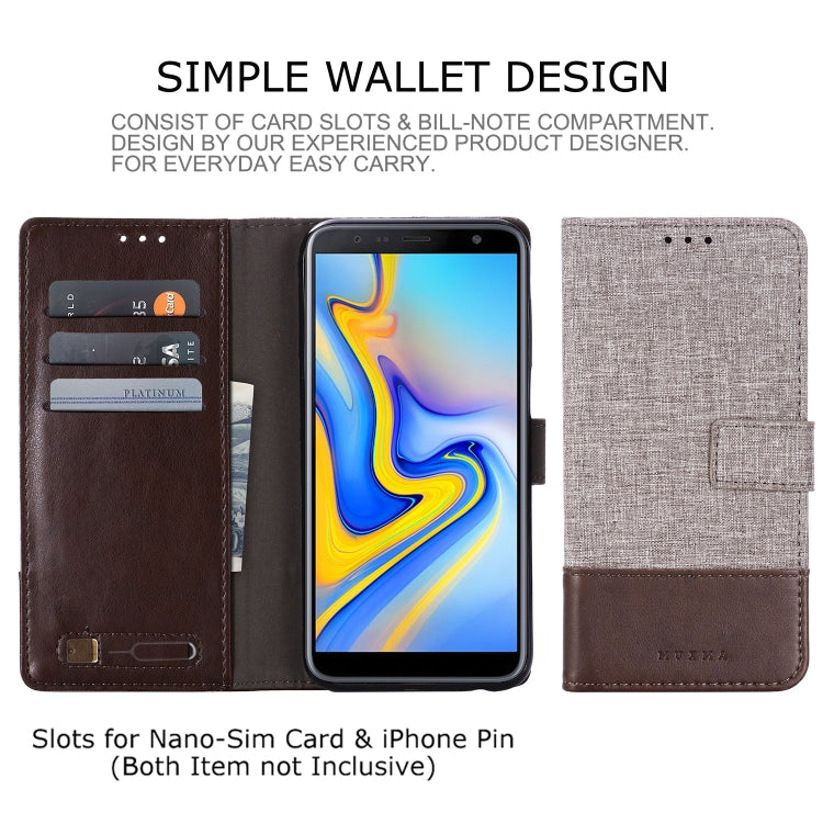 For Galaxy J6 Plus MUXMA MX102 Horizontal Flip Canvas Leather Case with Stand & Card Slot & Wallet Function