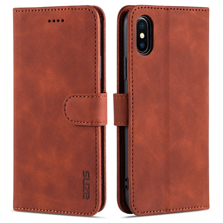 For iPhone X / XS AZNS Skin Feel Calf Texture Horizontal Flip Leather Case with Card Slots & Holder & Wallet